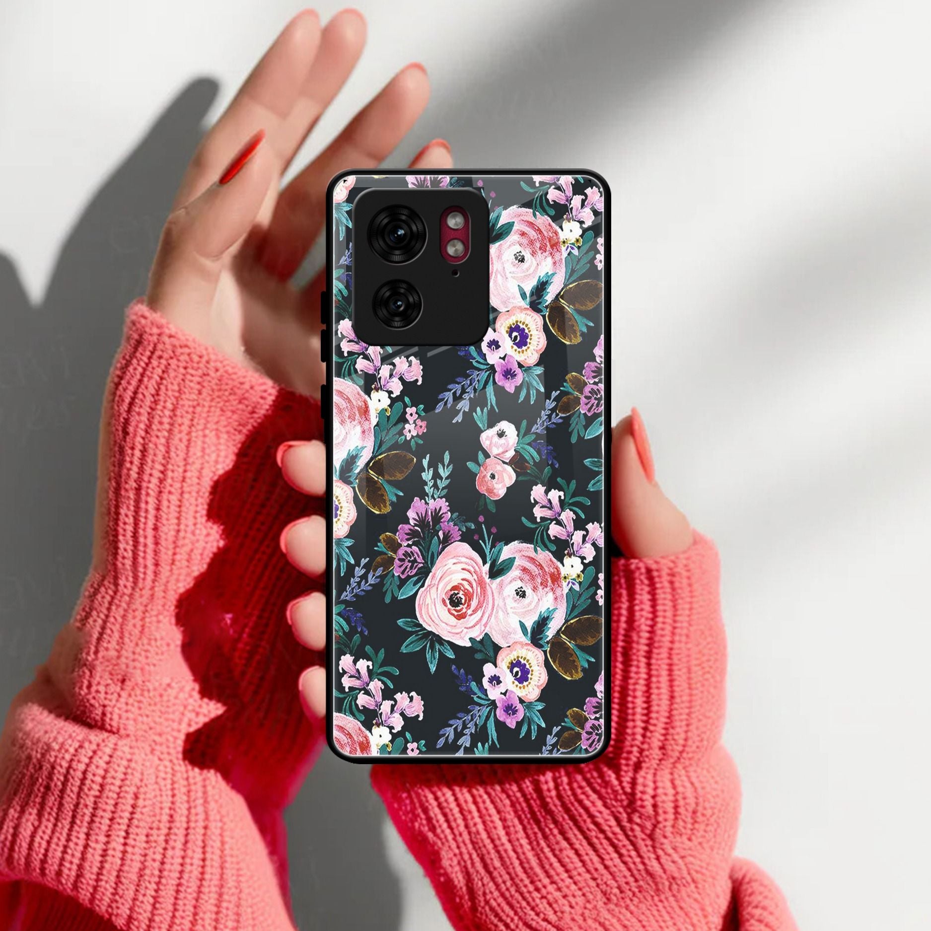 Cute Floral Glass Case Cover For Motorola