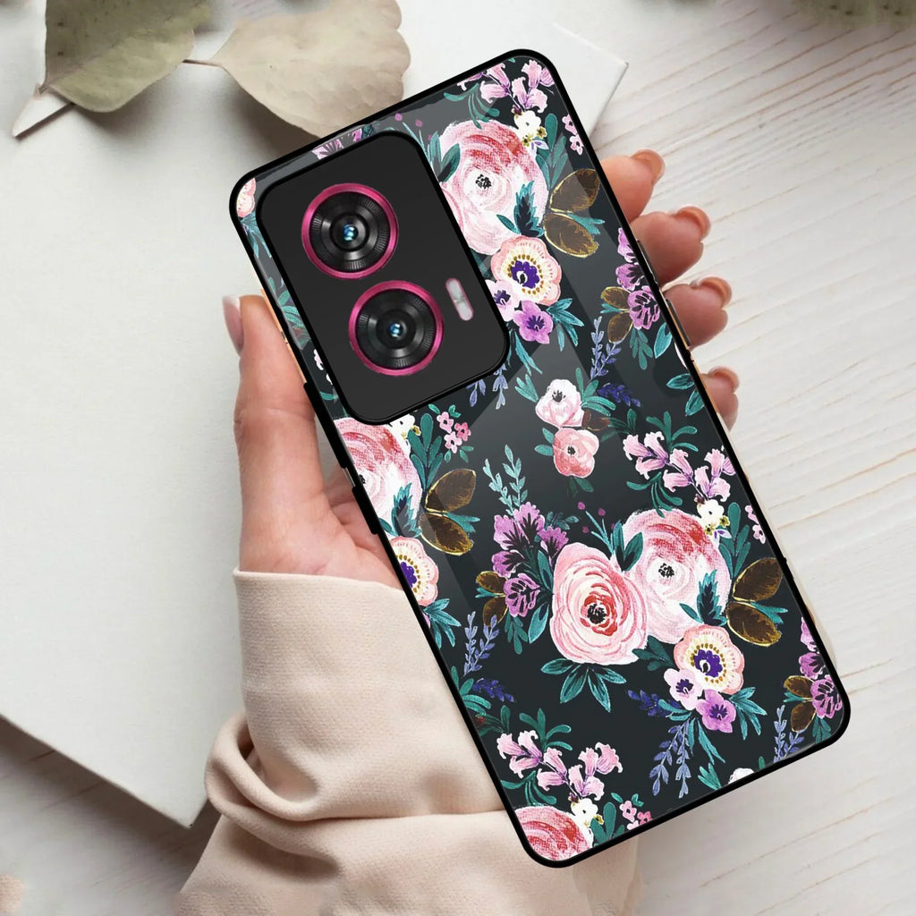 Cute Floral Glass Case Cover For Motorola - ShopOnCliQ
