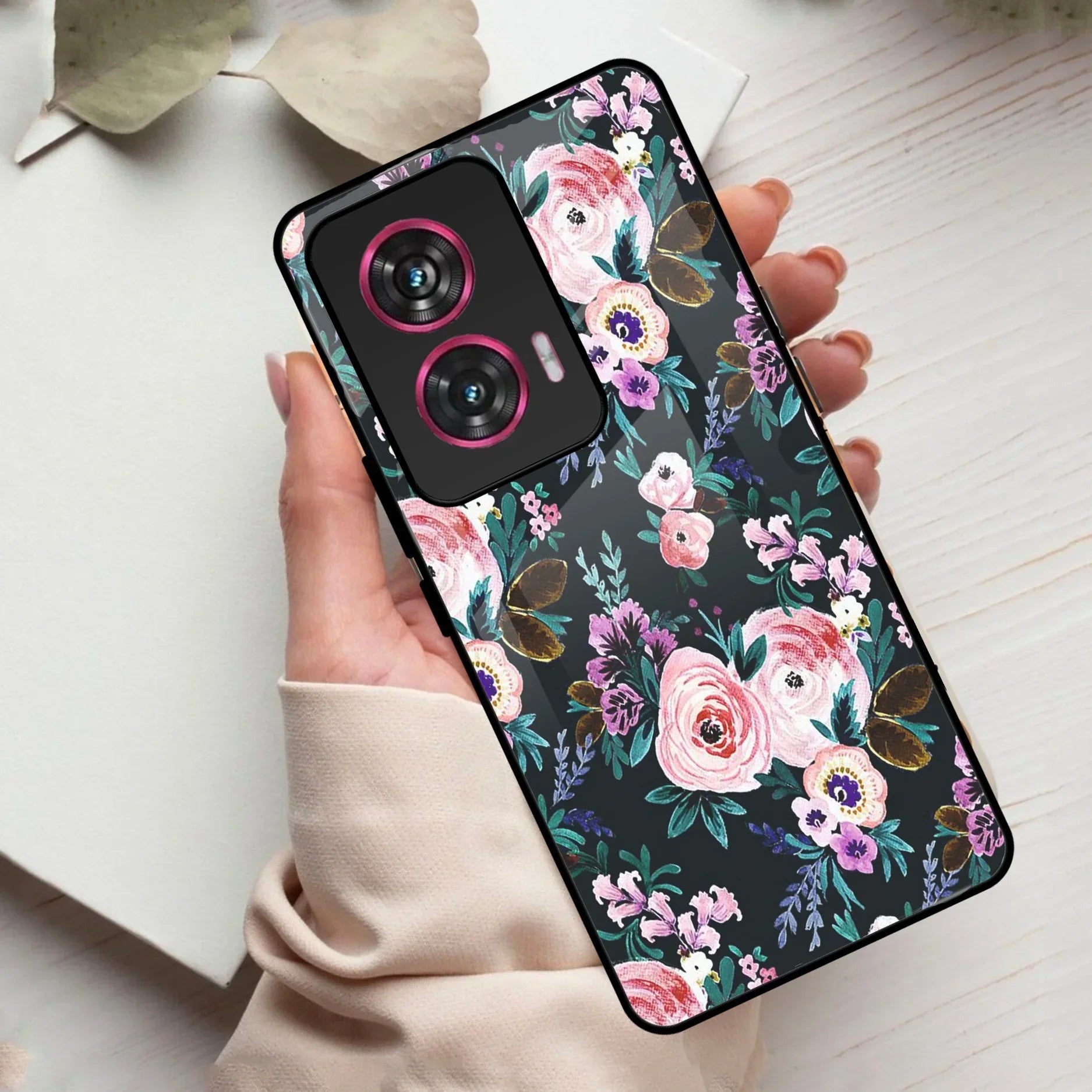 Cute Floral Glass Case Cover For Motorola - ShopOnCliQ