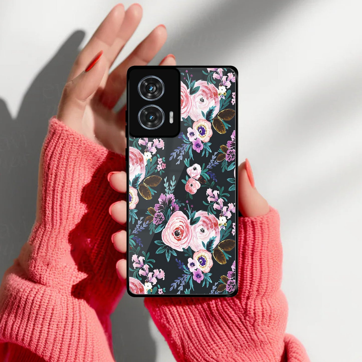 Cute Floral Glass Case Cover For Motorola