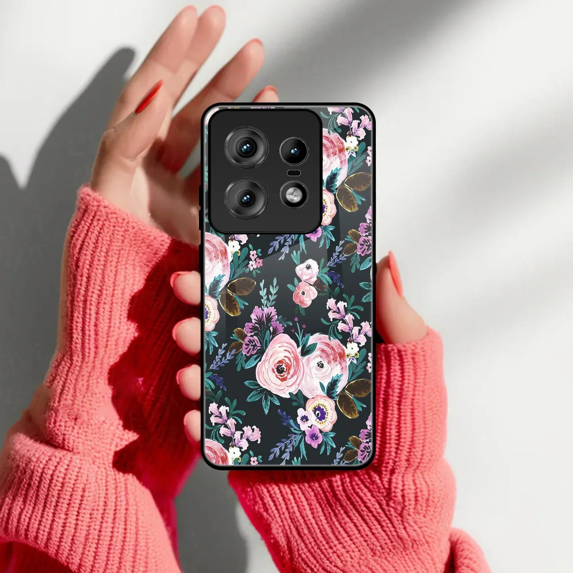 Cute Floral Glass Case Cover For Motorola - ShopOnCliQ