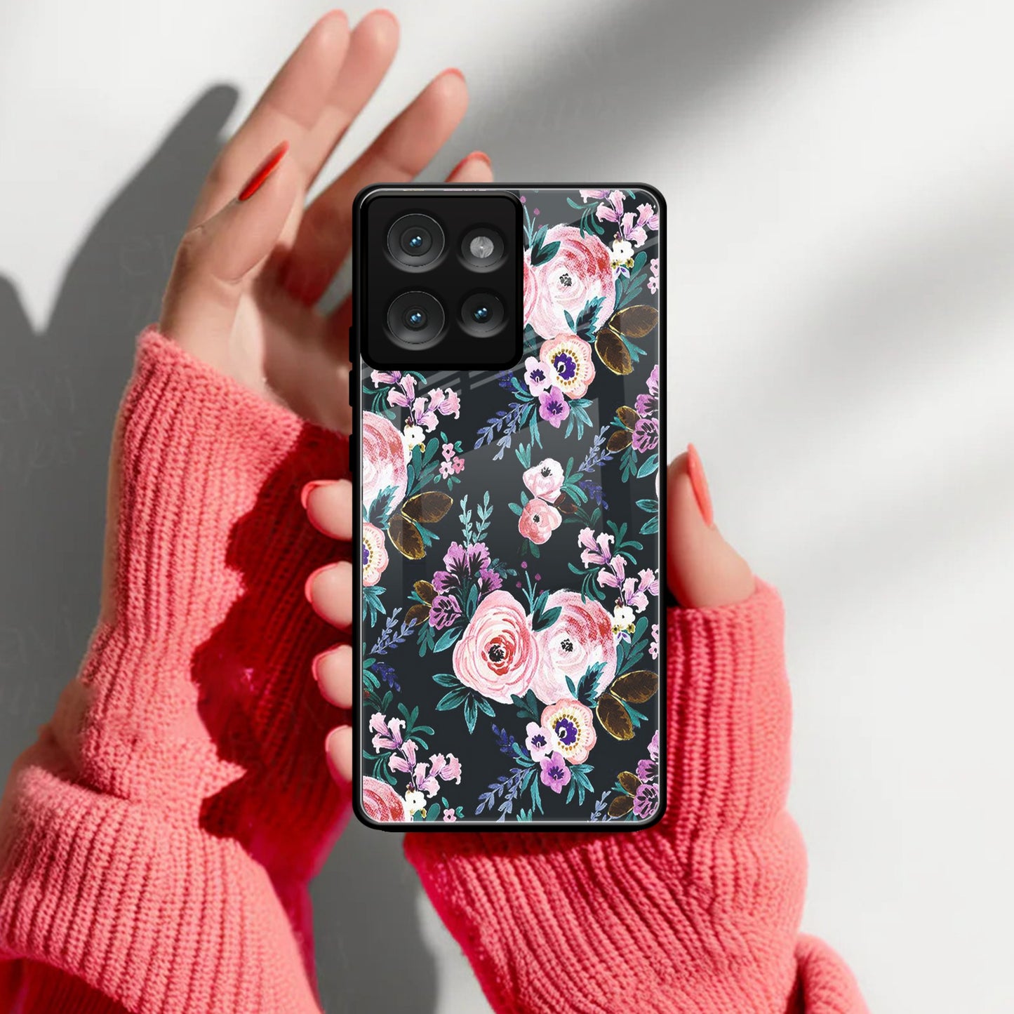 Cute Floral Glass Case Cover For Motorola