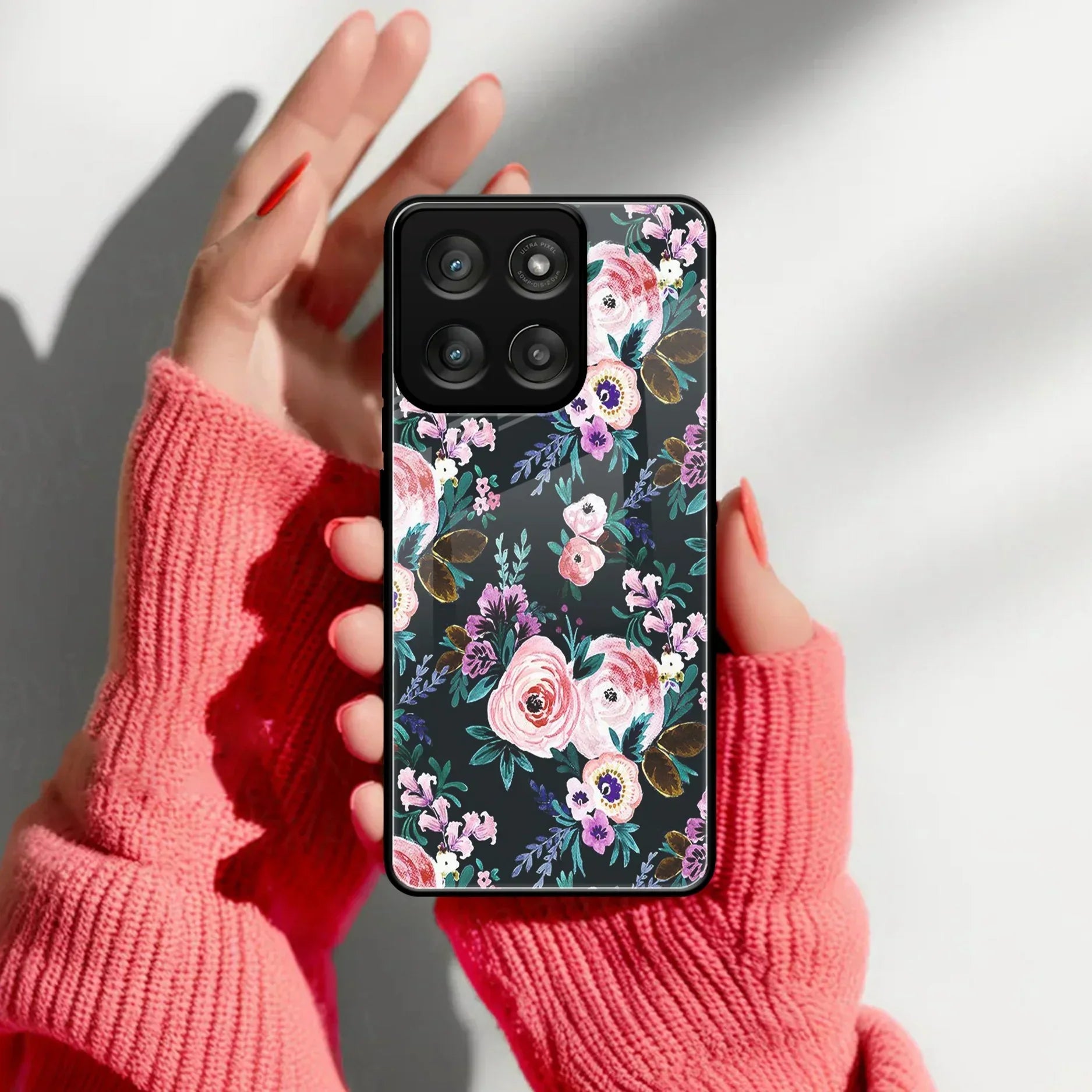 Cute Floral Glass Case Cover For Motorola - ShopOnCliQ