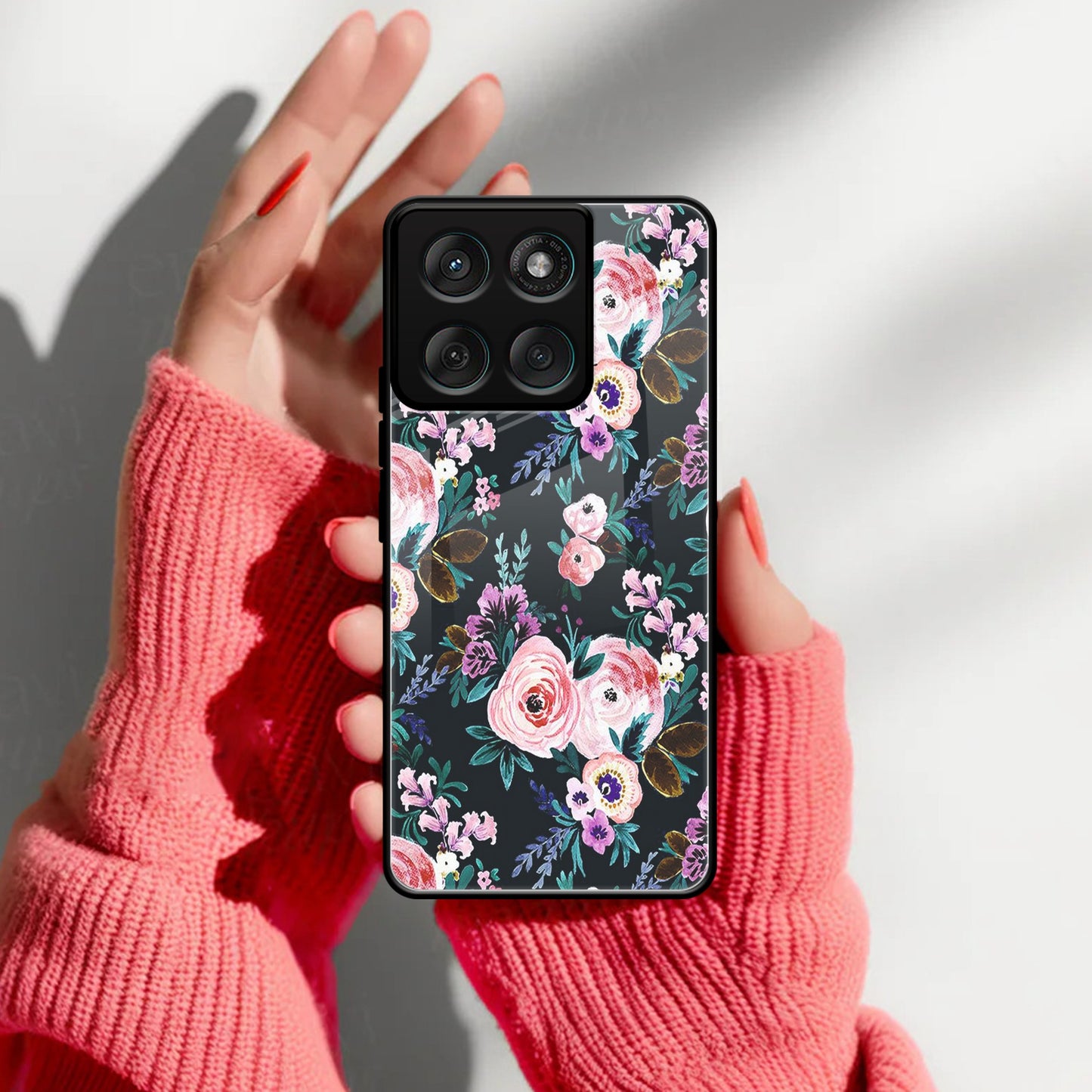 Cute Floral Glass Case Cover For Motorola