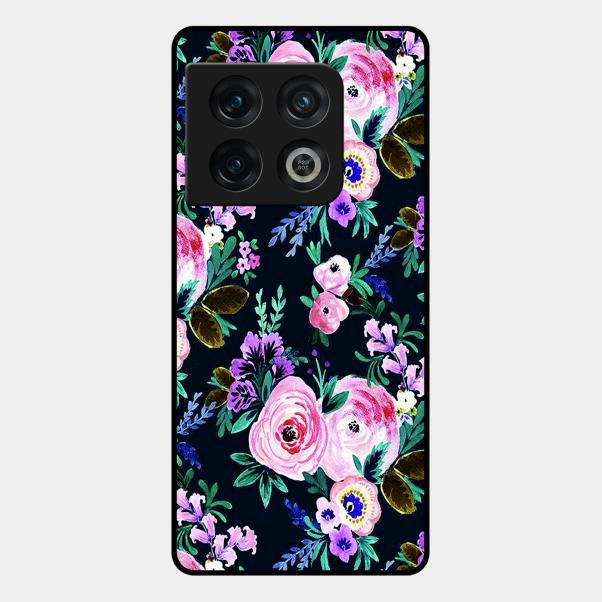 Cute Floral Glass Case Cover For Oneplus 10 Pro 5G