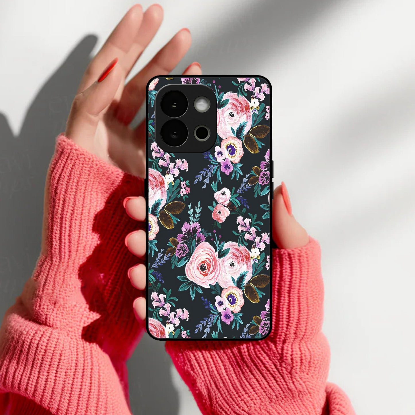 Cute Floral Glass Case Cover For Oneplus