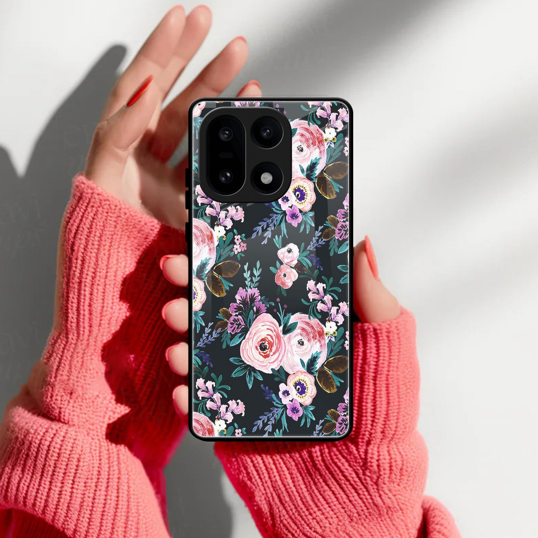 Cute Floral Glass Case Cover For OnePlus 15 5G