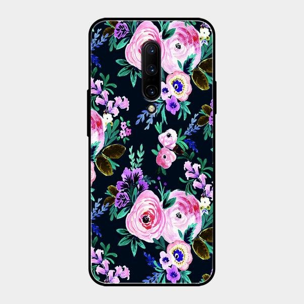 Cute Floral Glass Case Cover For Oneplus 7 Pro