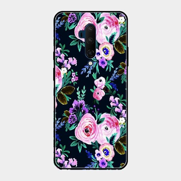 Cute Floral Glass Case Cover For Oneplus 7T Pro
