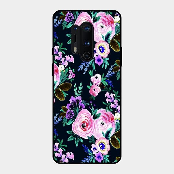 Cute Floral Glass Case Cover For Oneplus 8 Pro