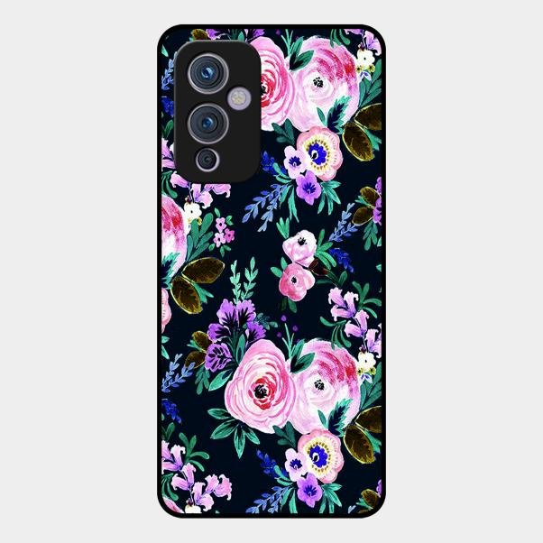 Cute Floral Glass Case Cover For Oneplus 9 5G