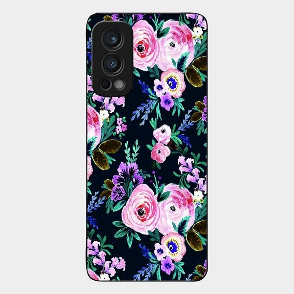 Cute Floral Glass Case Cover For Oneplus Nord 2 5G