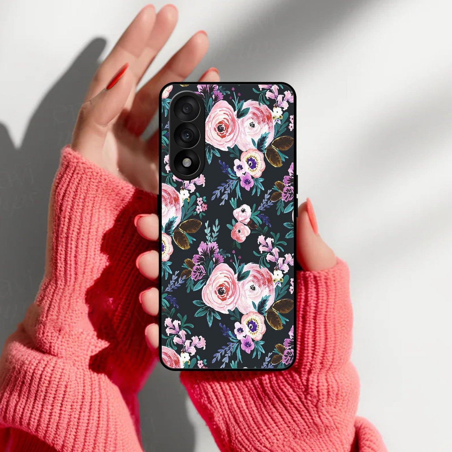Cute Floral Glass Case Cover For Oneplus