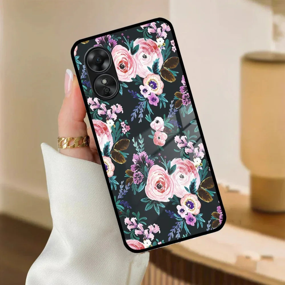 Cute Floral Glass Case Cover For Oppo - ShopOnCliQ