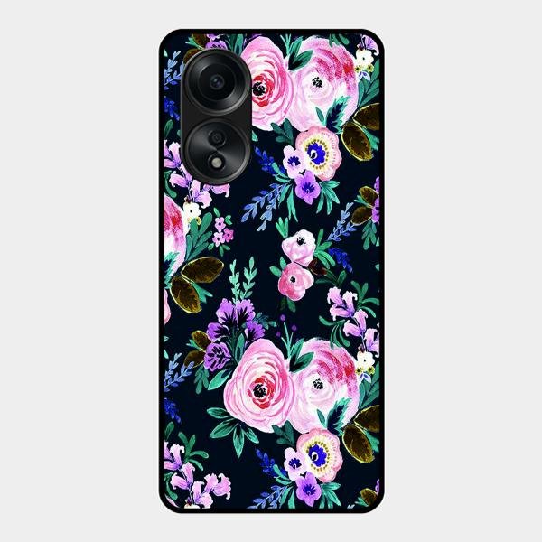 Cute Floral Glass Case Cover For Oppo A58