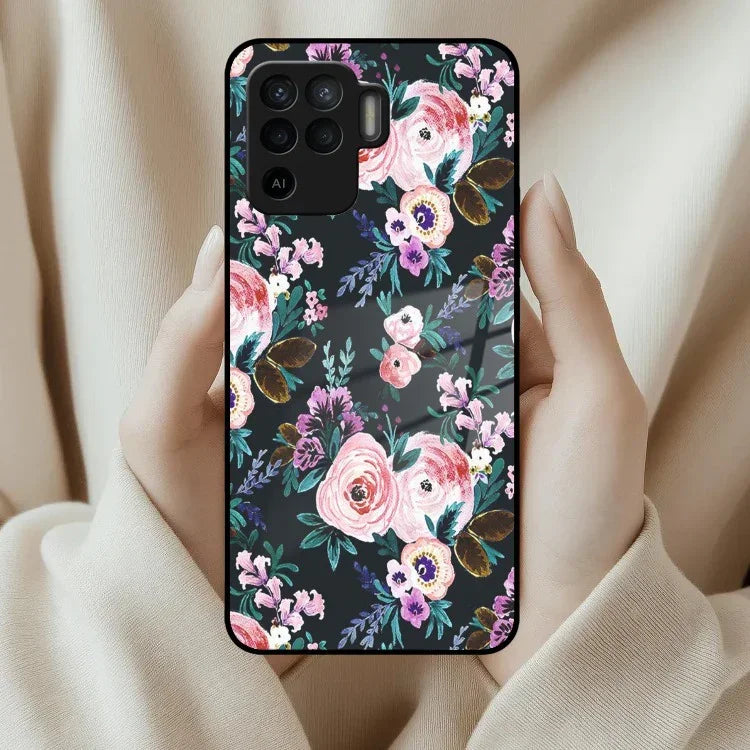 Cute Floral Glass Case Cover For Oppo - ShopOnCliQ