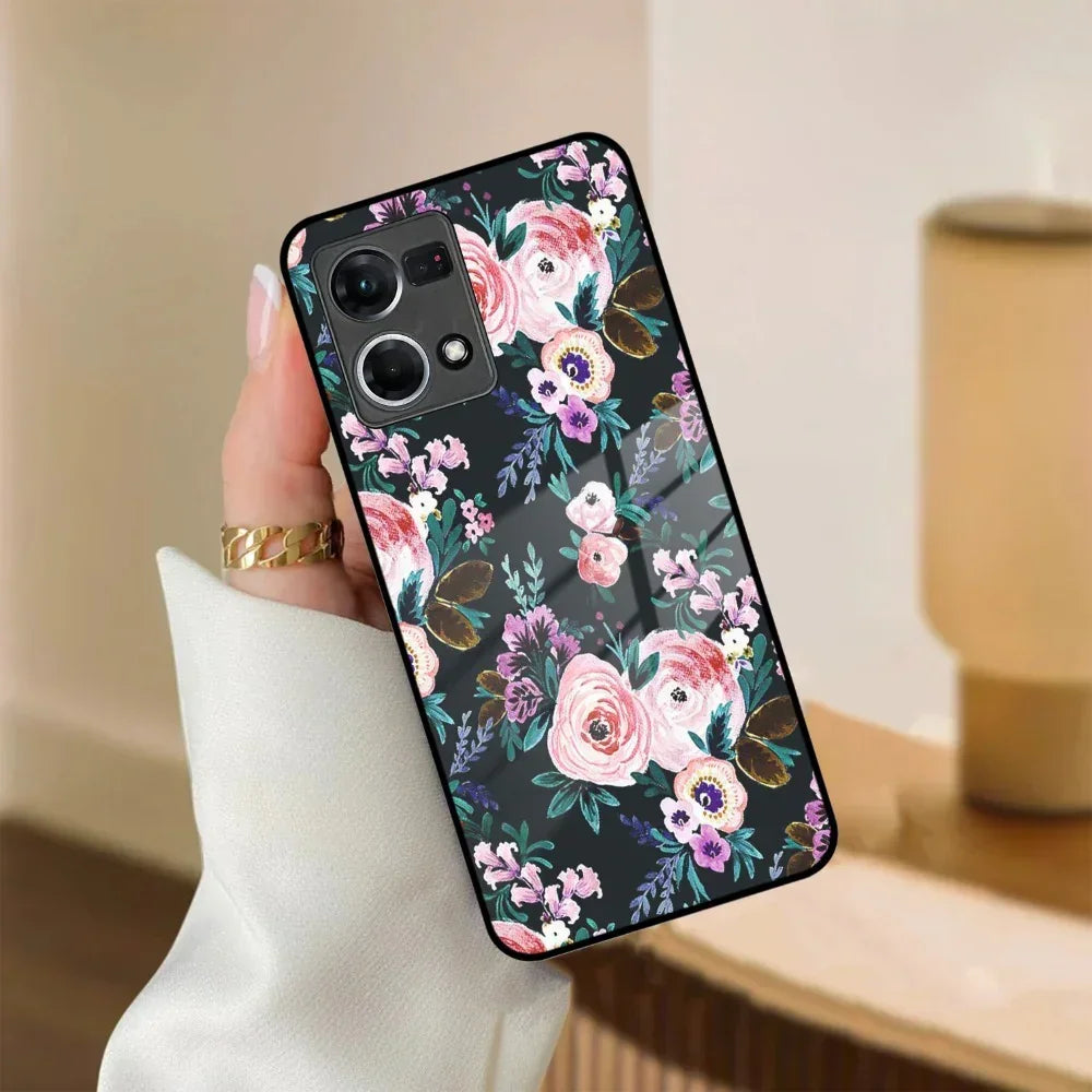 Cute Floral Glass Case Cover For Oppo - ShopOnCliQ
