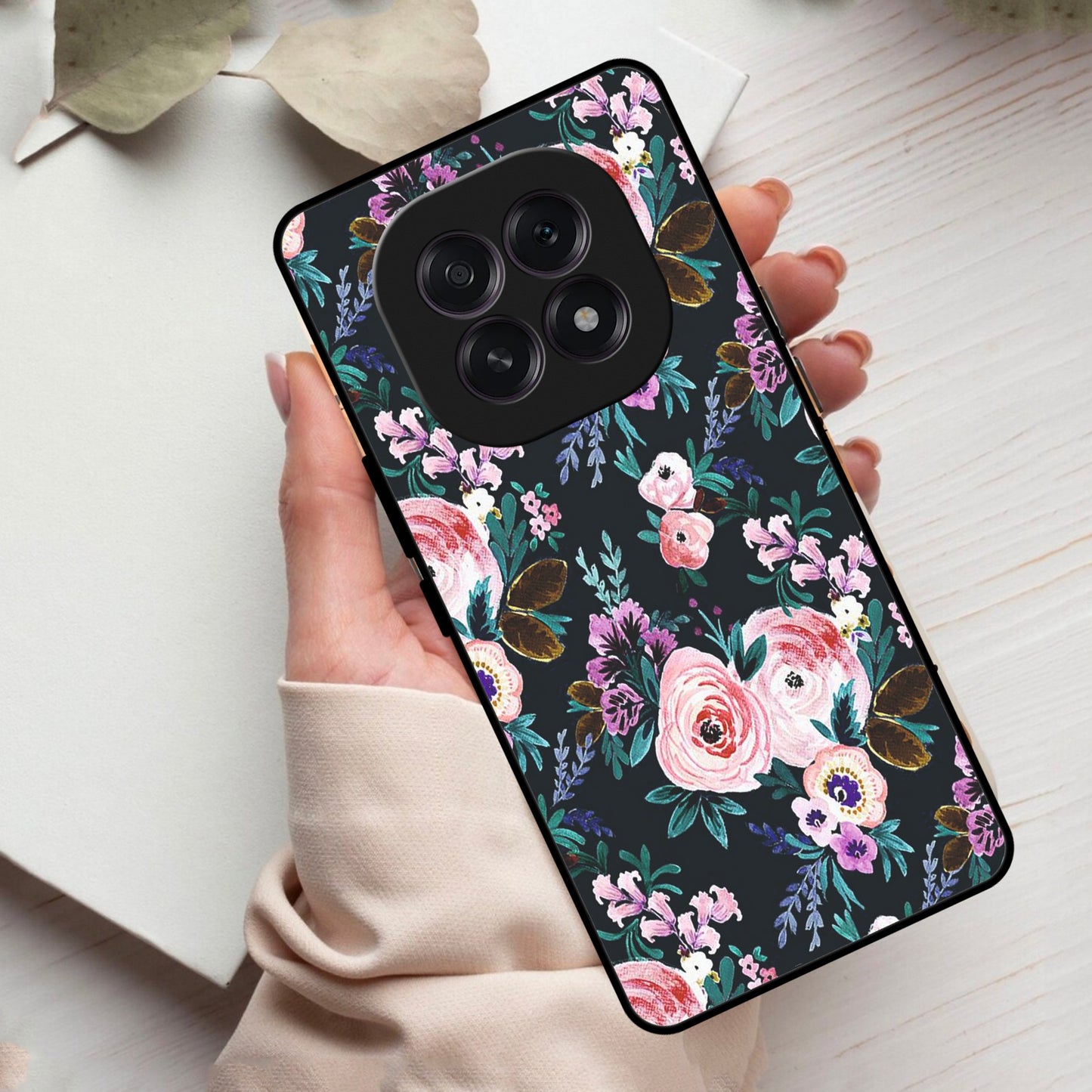 Cute Floral Glass Case Cover For Oppo
