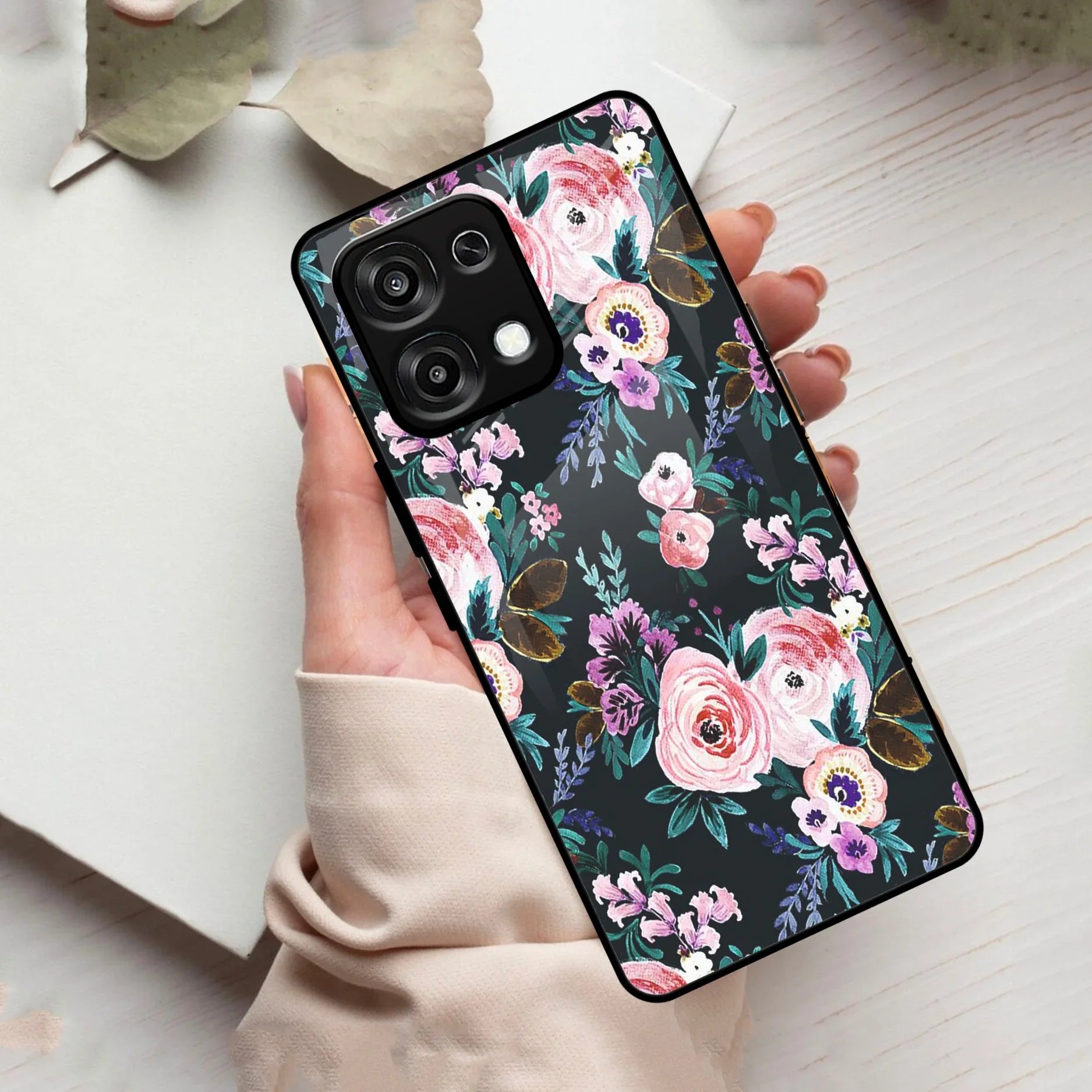 Cute Floral Glass Case Cover For Oppo