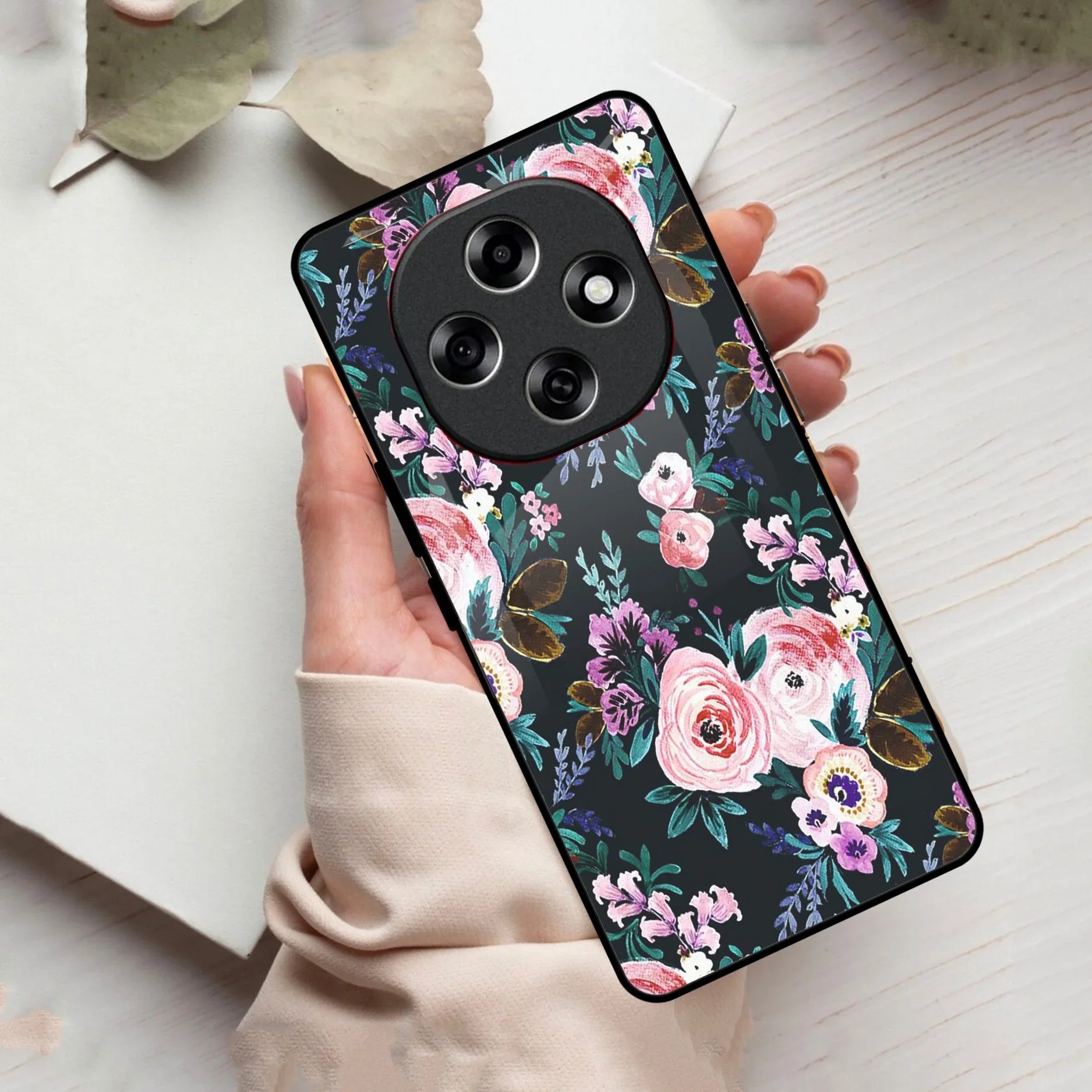 Cute Floral Glass Case Cover For Oppo
