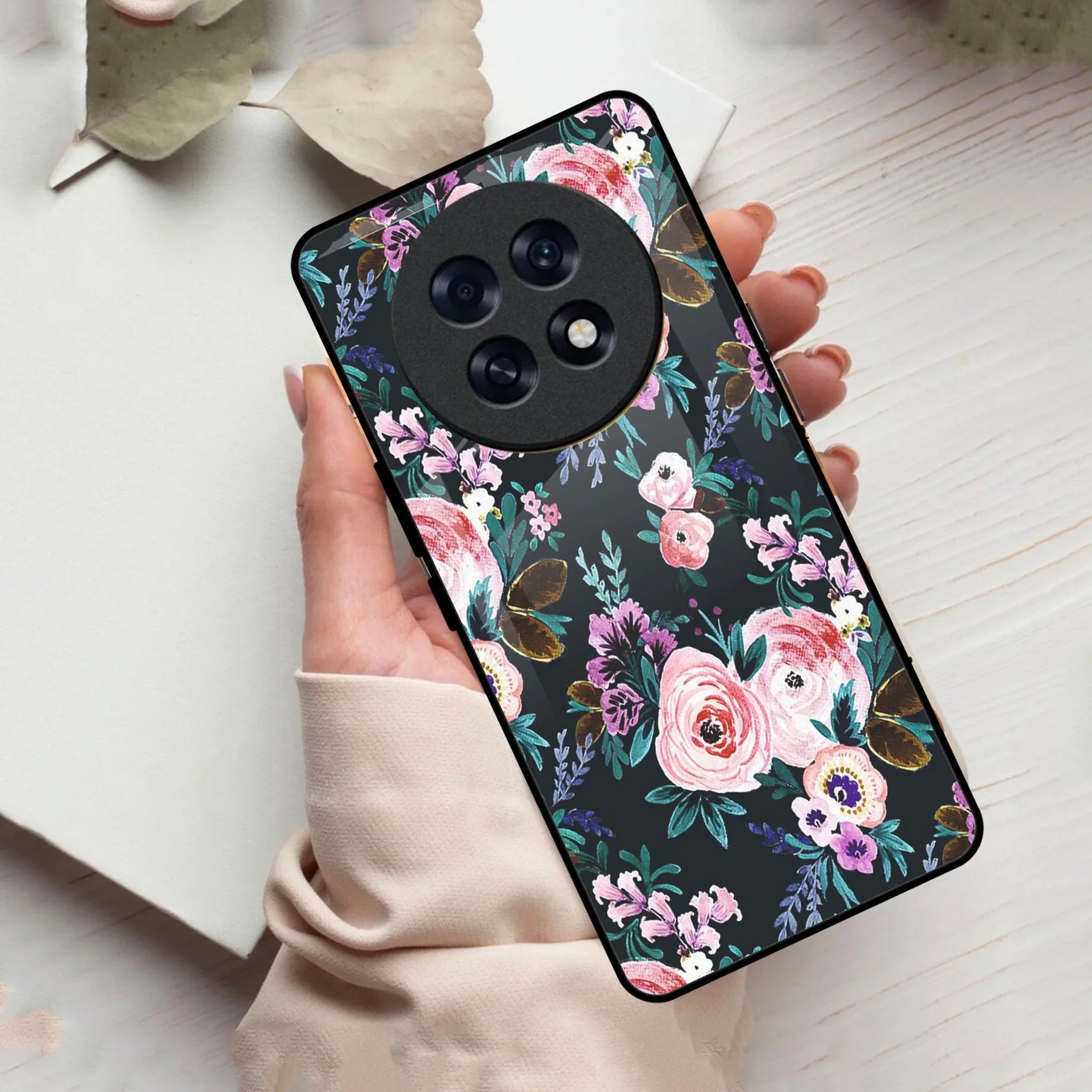 Cute Floral Glass Case Cover For Oppo
