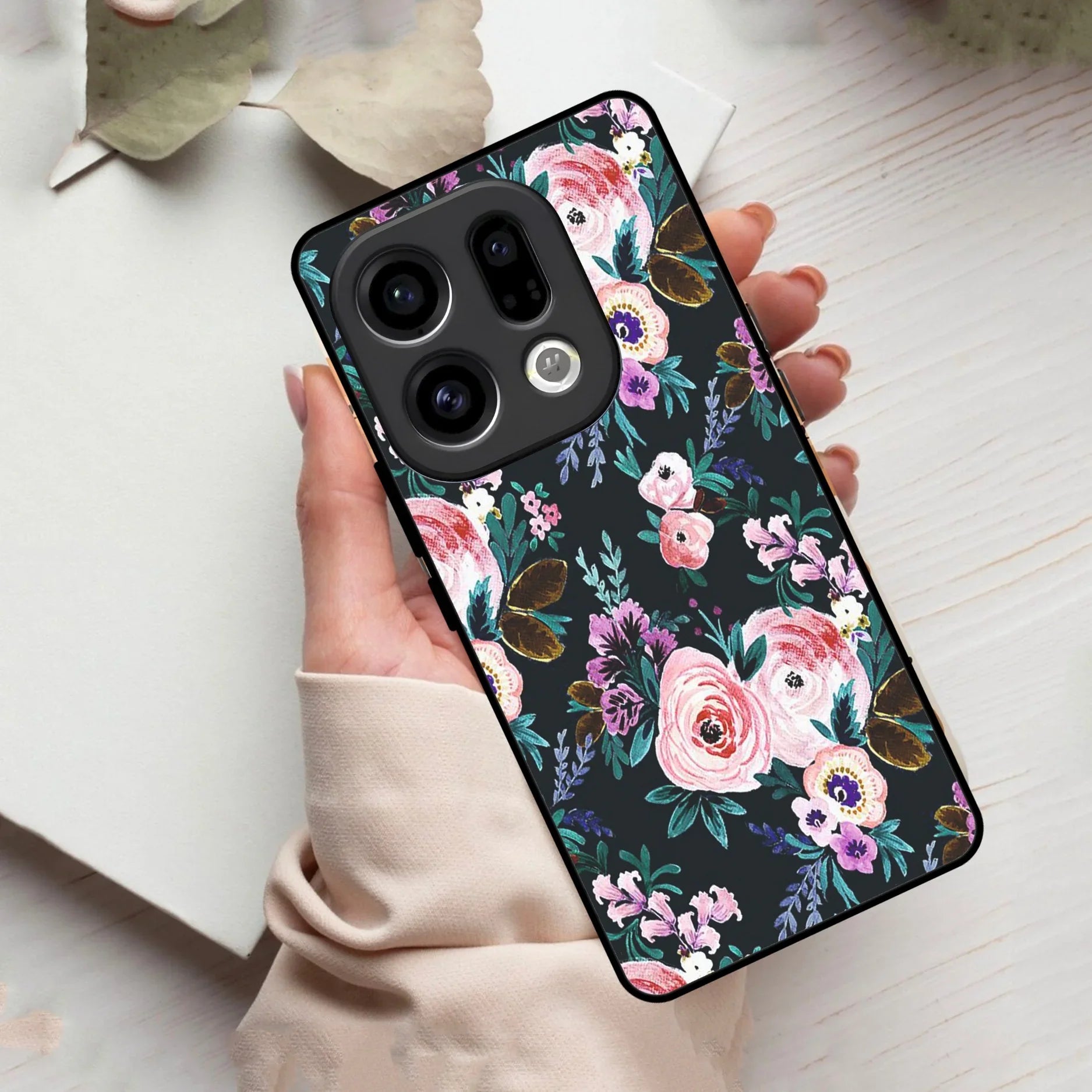Cute Floral Glass Case Cover For Oppo