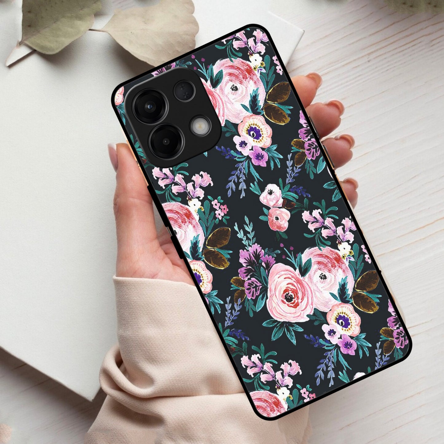 Cute Floral Glass Case Cover For Oppo