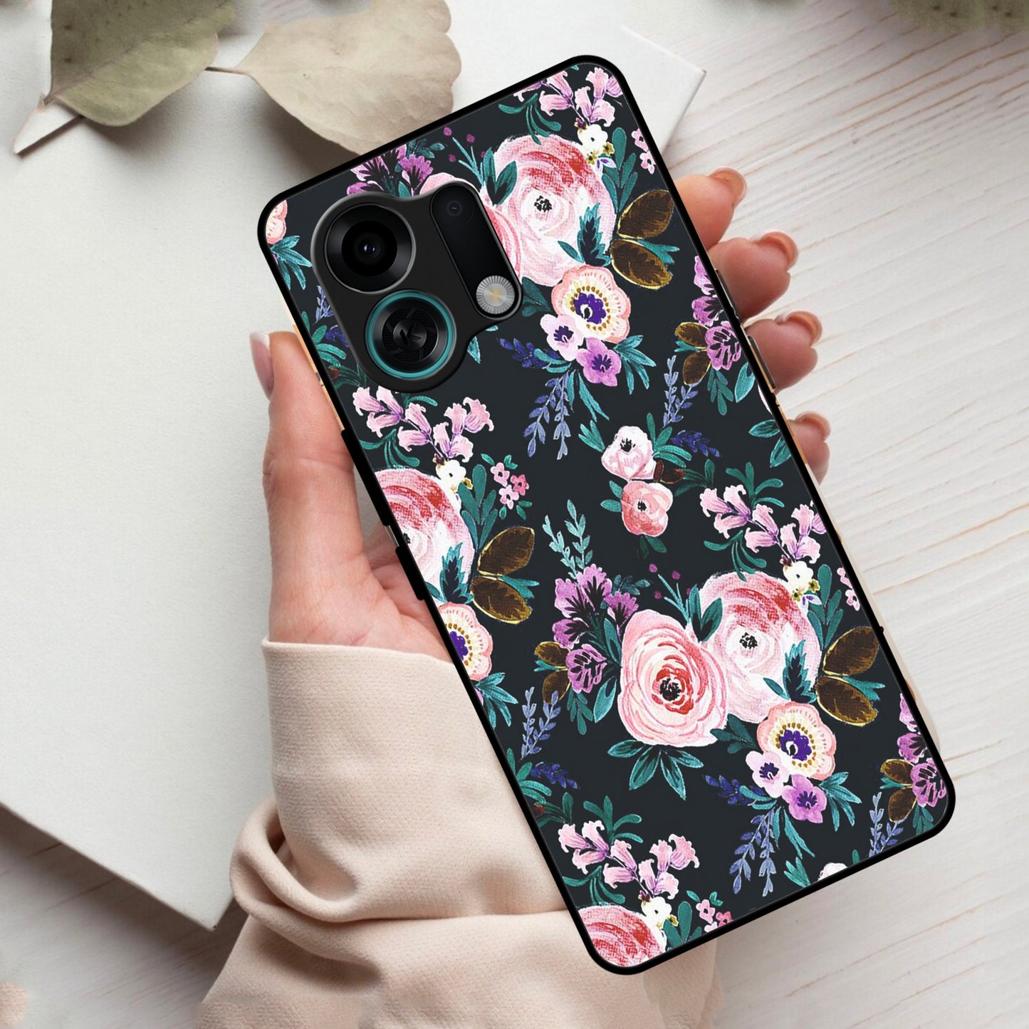 Cute Floral Glass Case Cover For Oppo