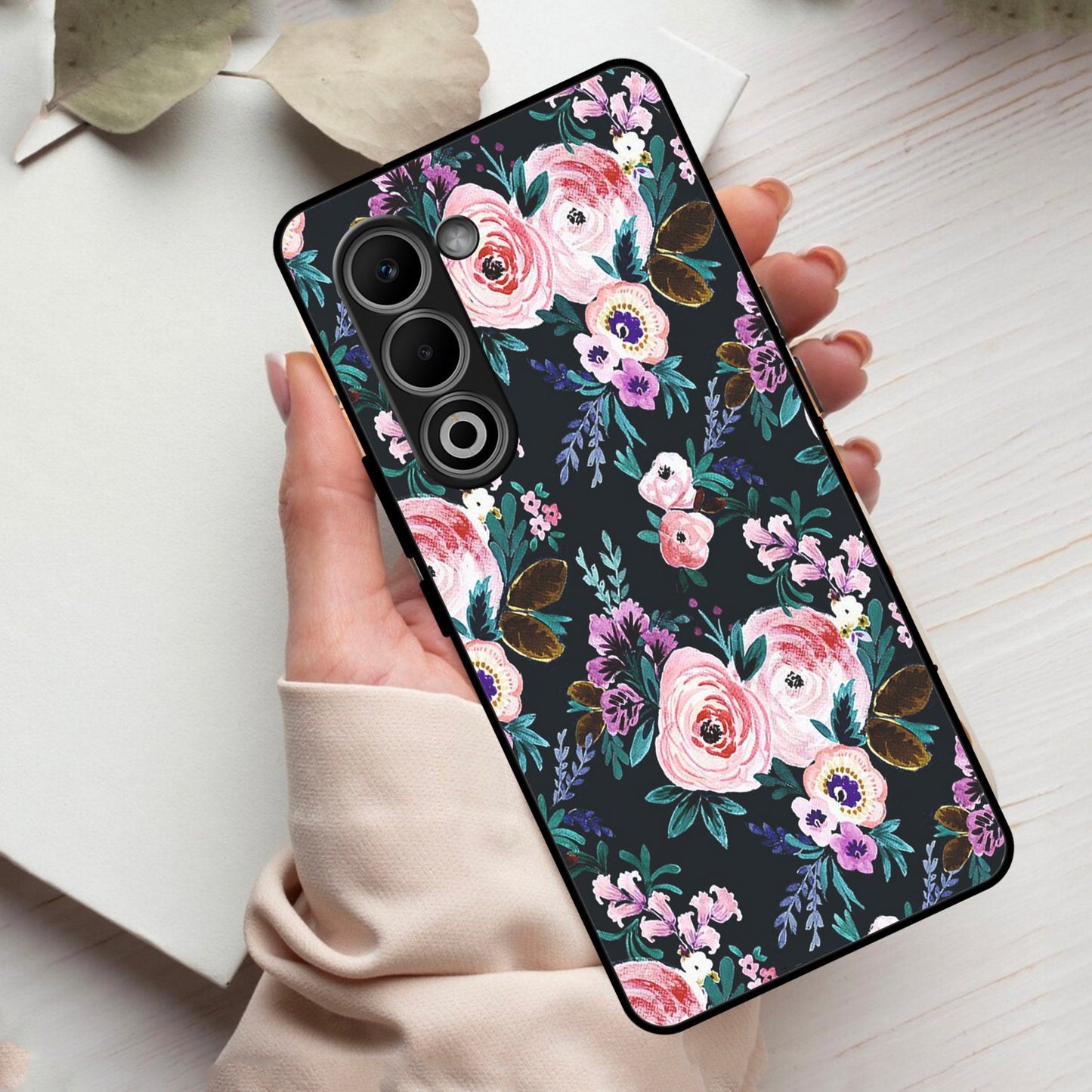 Cute Floral Glass Case Cover For Oppo