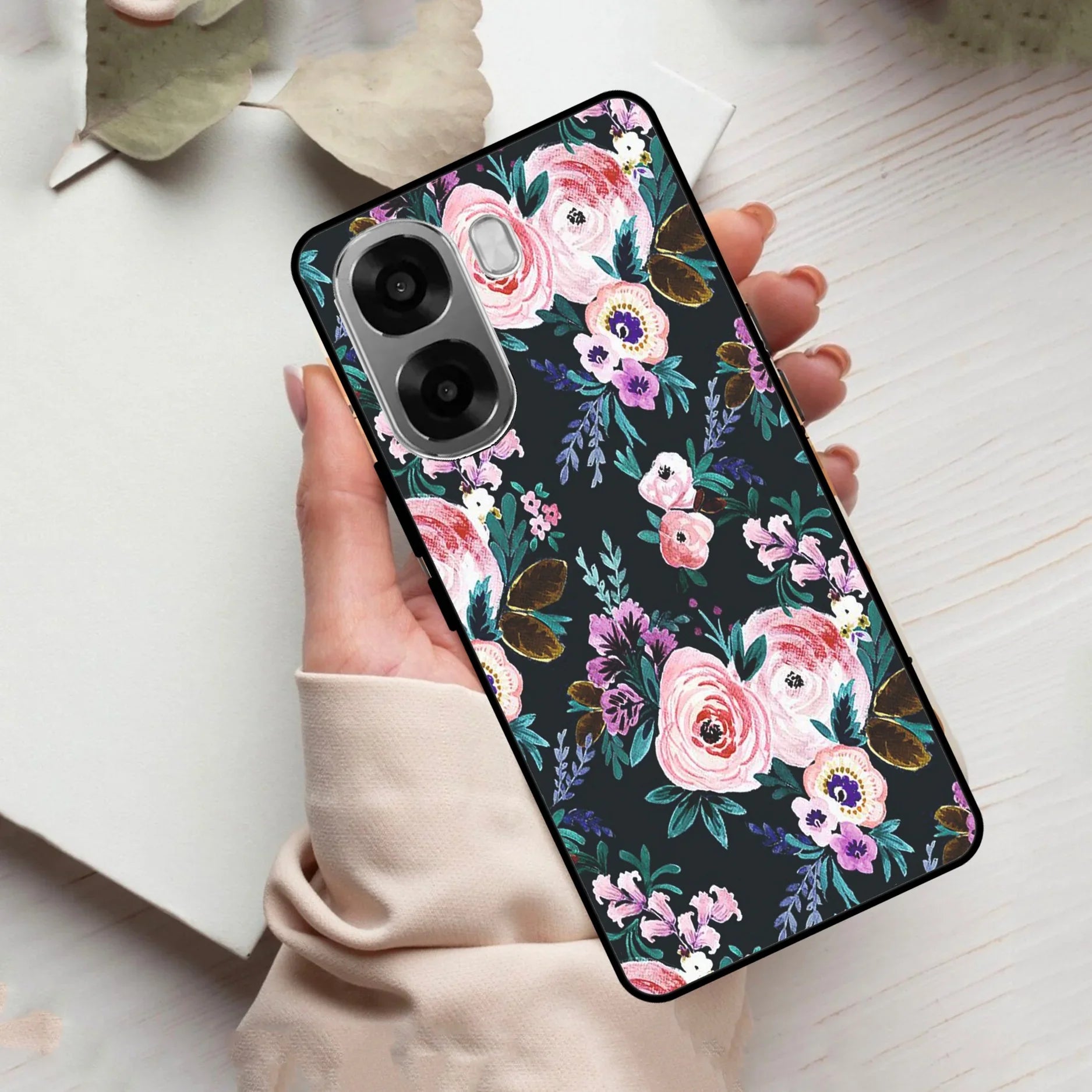 Cute Floral Glass Case Cover For Oppo