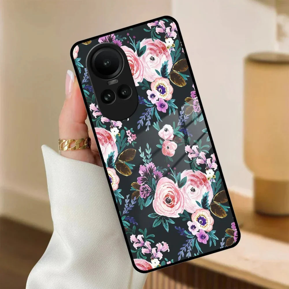 Cute Floral Glass Case Cover For Oppo - ShopOnCliQ