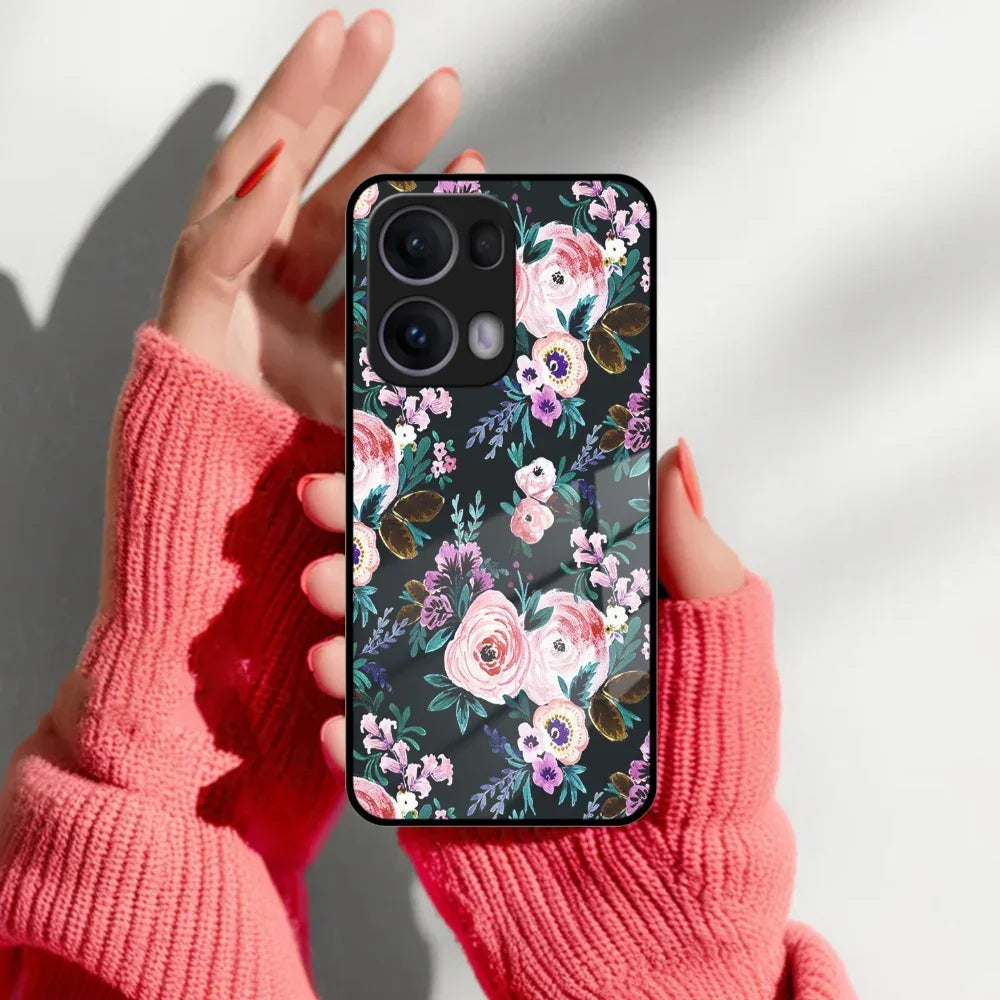 Cute Floral Glass Case Cover For Oppo - ShopOnCliQ