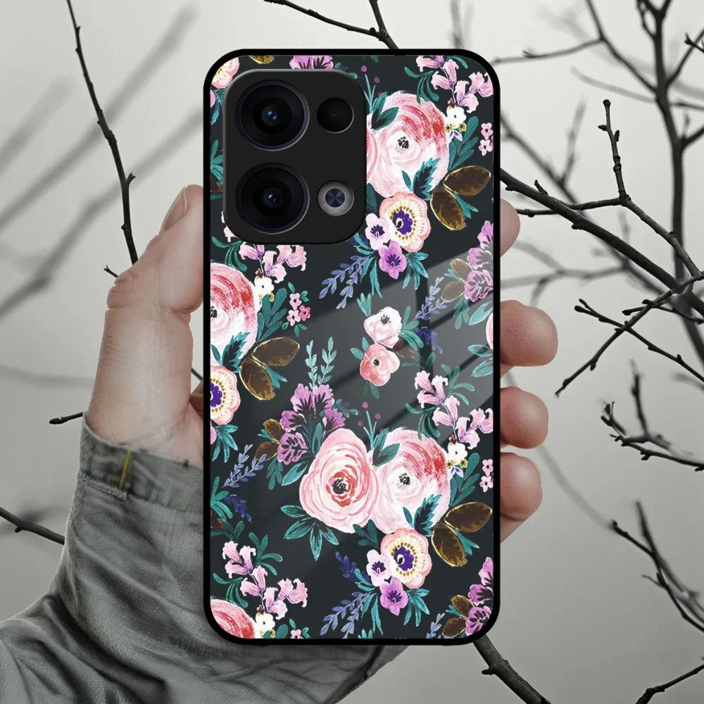 Cute Floral Glass Case Cover For Oppo - ShopOnCliQ