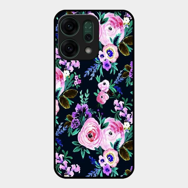 Cute Floral Glass Case Cover For Oppo Reno 14 5G