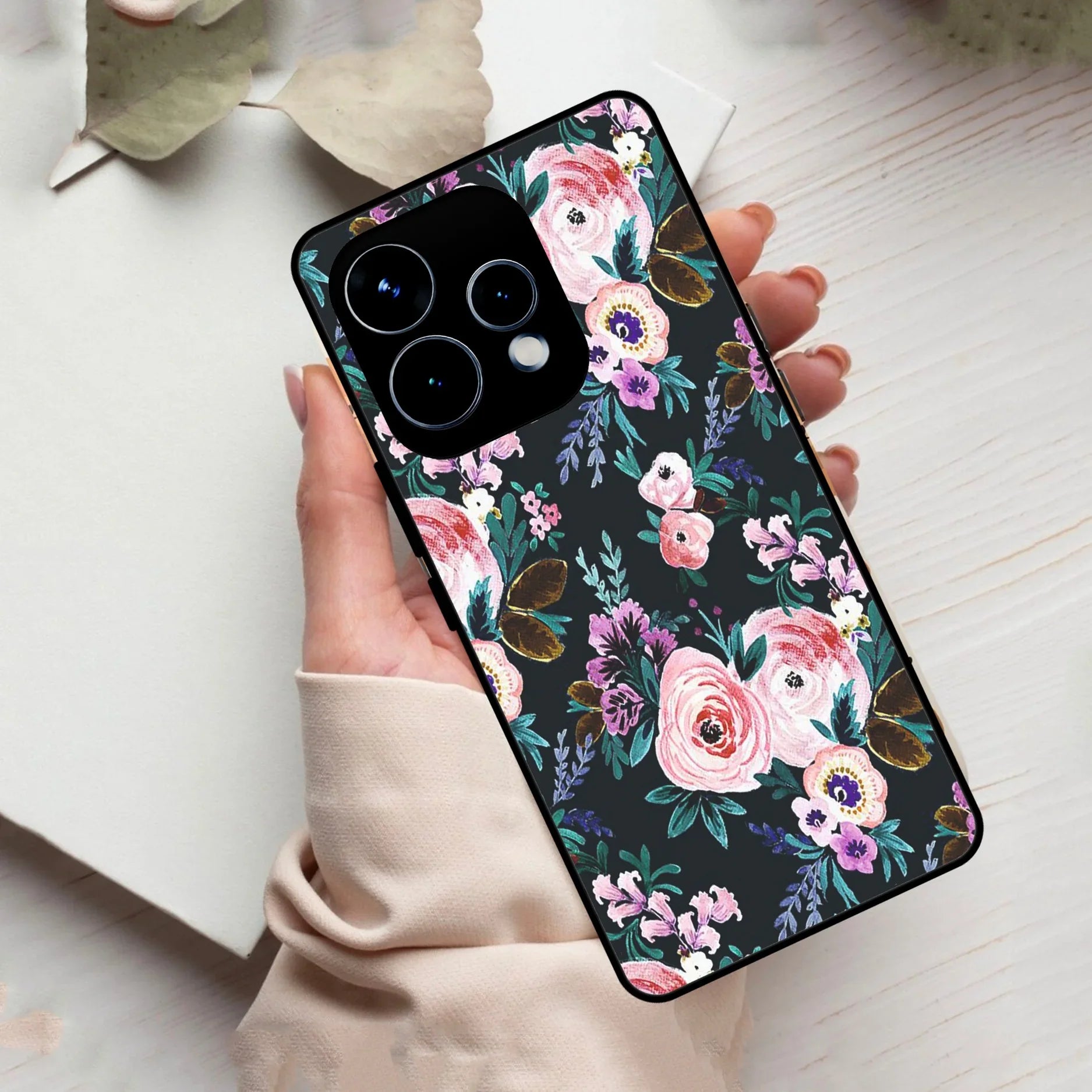 Cute Floral Glass Case Cover For Oppo