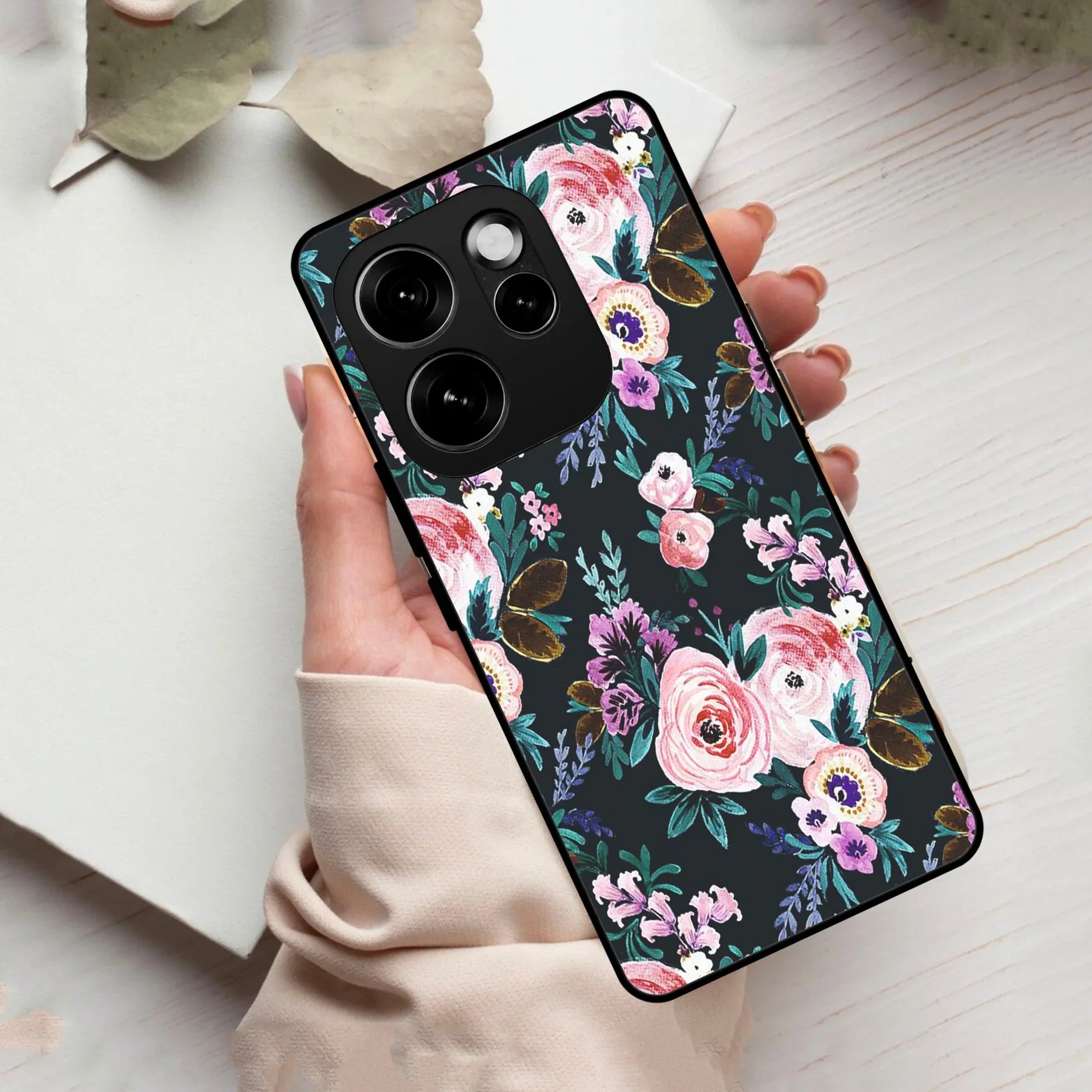 Cute Floral Glass Case Cover For Oppo
