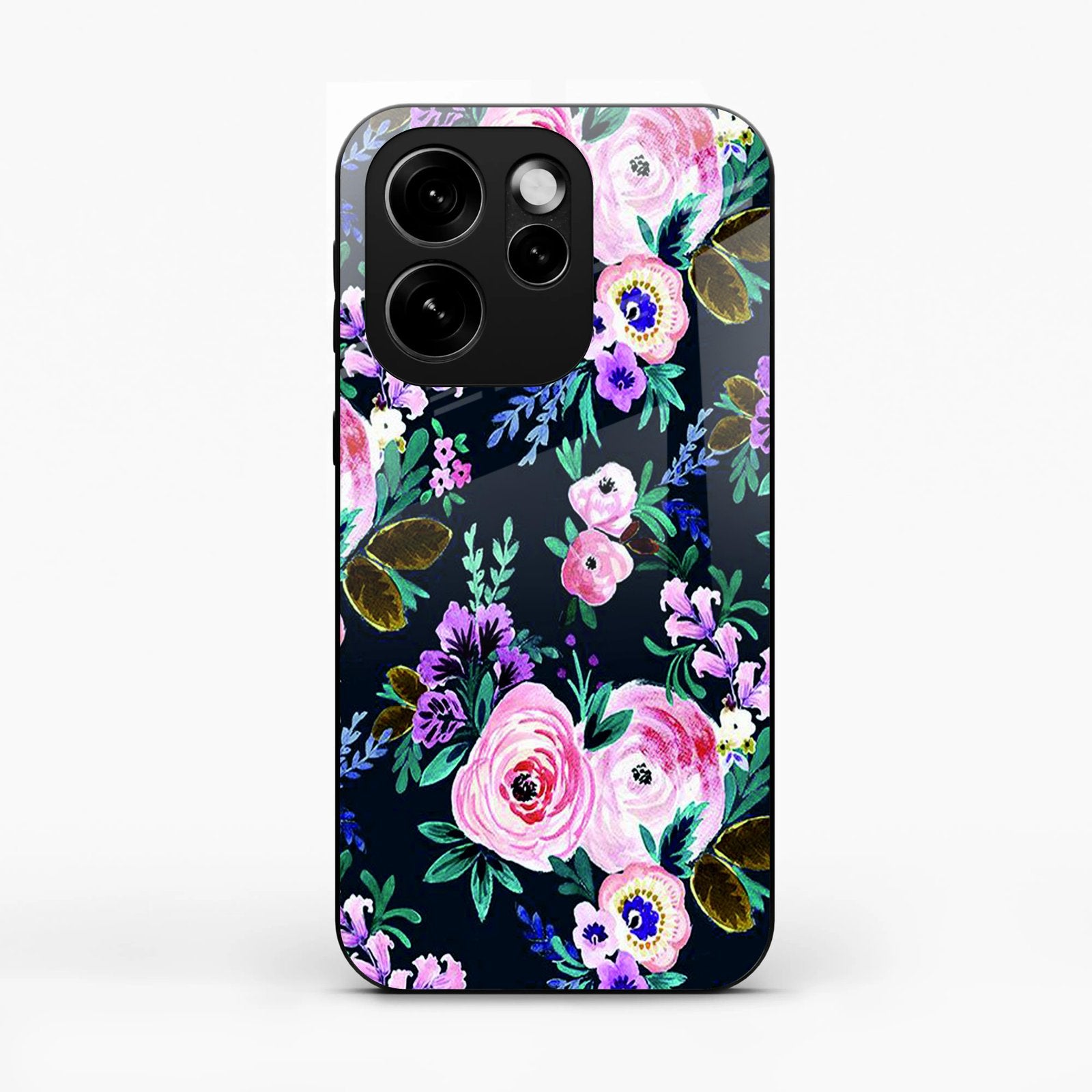 Cute Floral Glass Case Cover For Oppo Reno 15C 5G