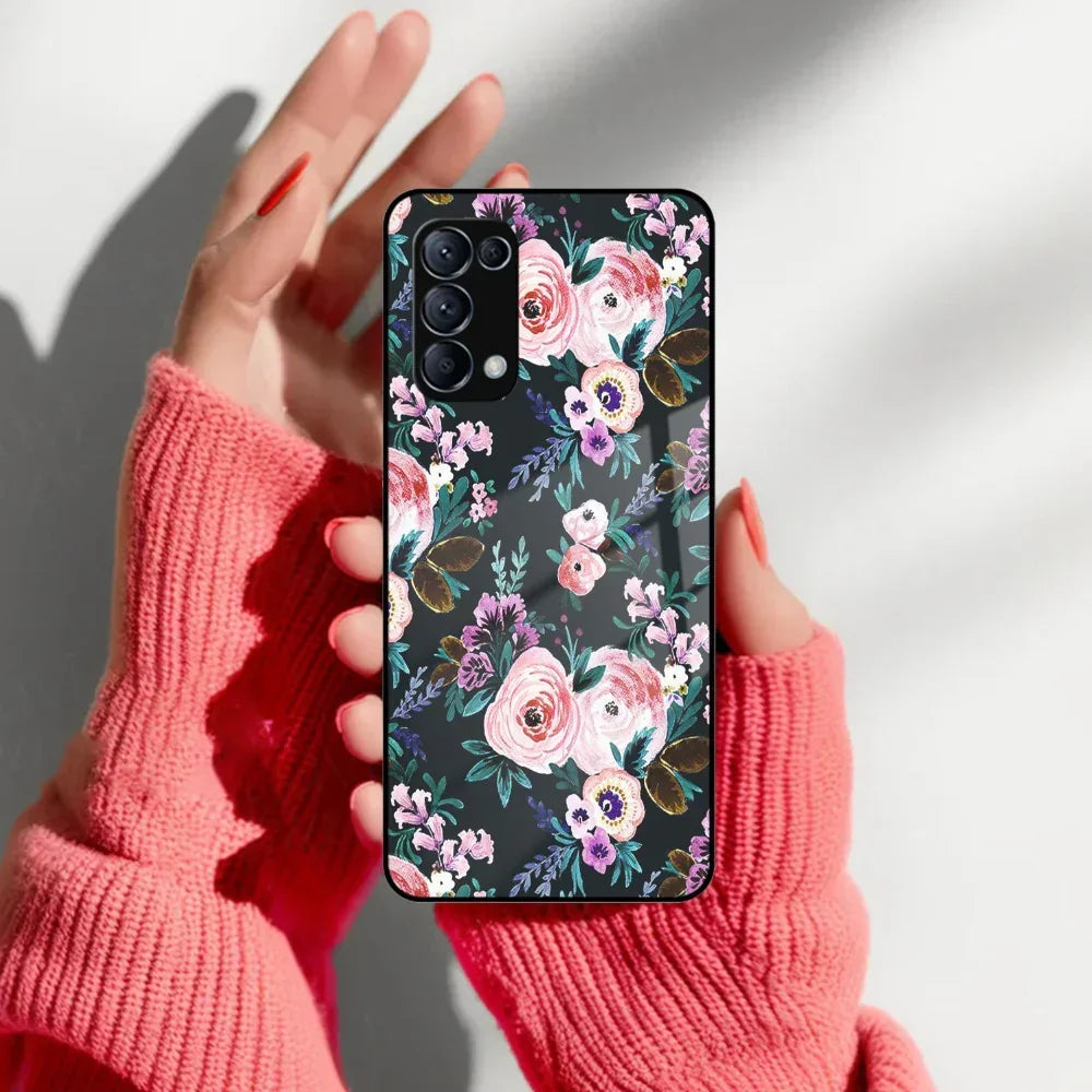Cute Floral Glass Case Cover For Oppo - ShopOnCliQ