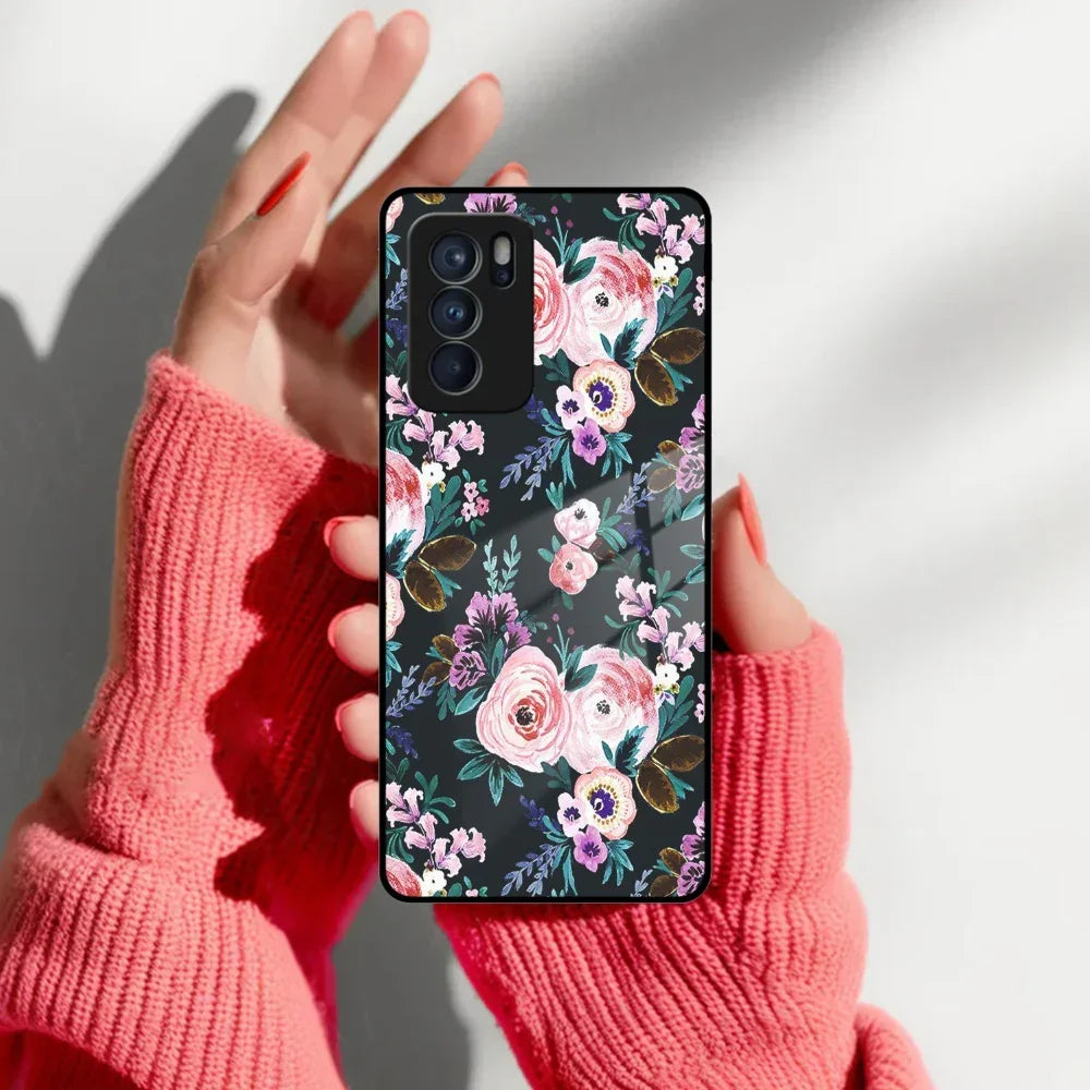 Cute Floral Glass Case Cover For Oppo - ShopOnCliQ