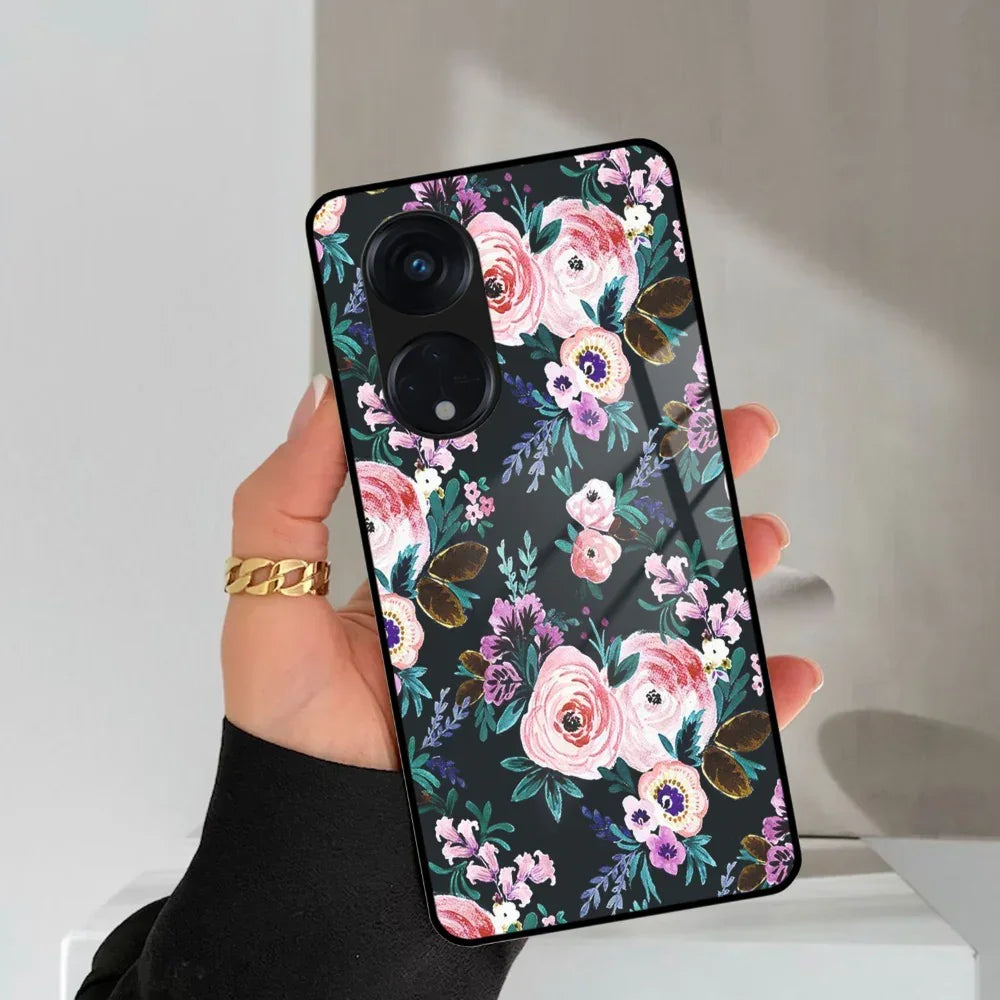 Cute Floral Glass Case Cover For Oppo - ShopOnCliQ