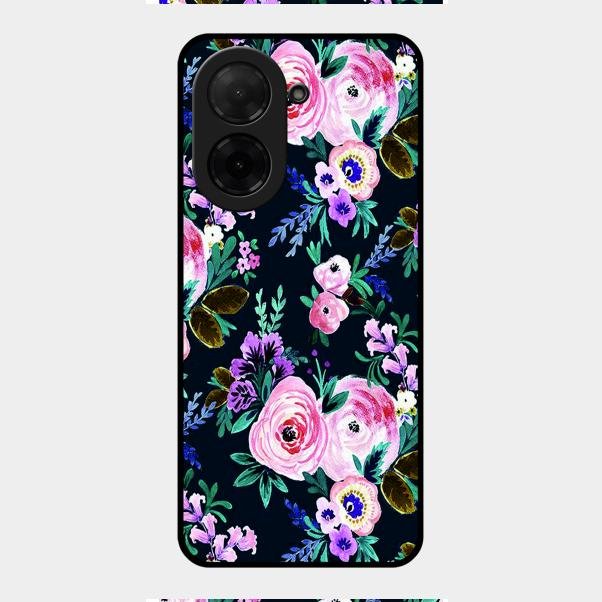 Cute Floral Glass Case Cover For Poco C71