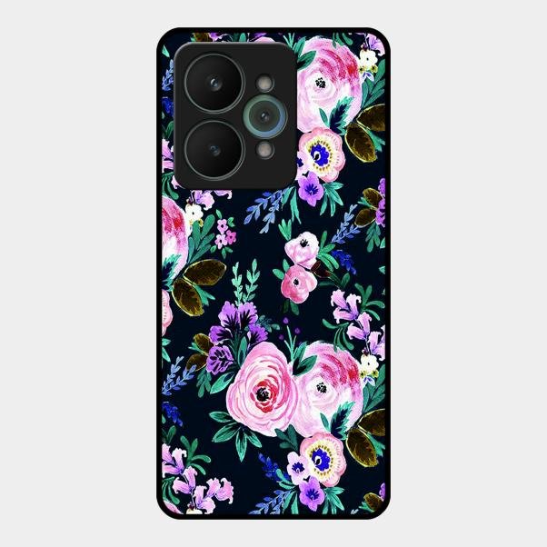 Cute Floral Glass Case Cover For Realme 15 5G