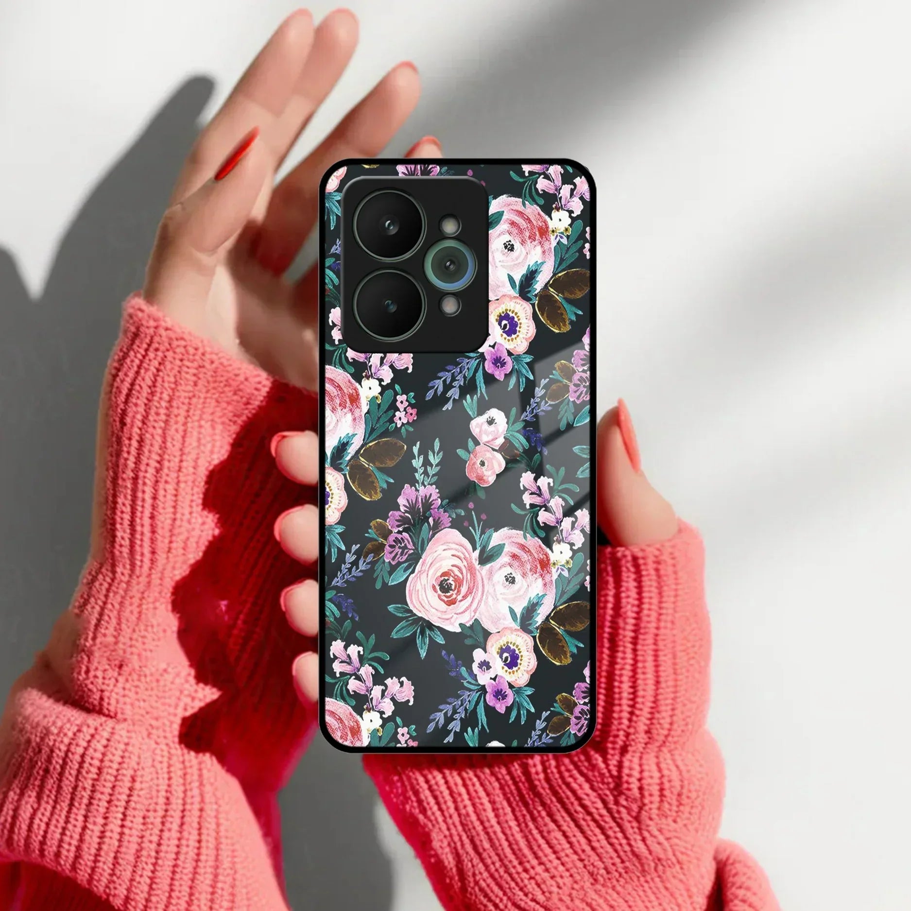 Cute Floral Glass Case Cover For Realme/Narzo - ShopOnCliQ