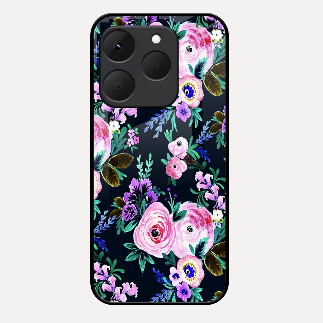 Cute Floral Glass Case Cover For Realme 15T 5G