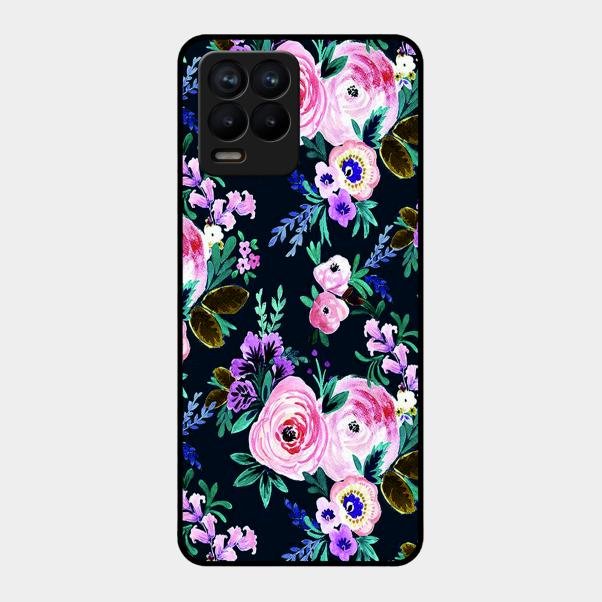 Cute Floral Glass Case Cover For Realme 8 Pro