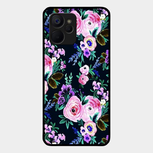 Cute Floral Glass Case Cover For Realme 9I 5G