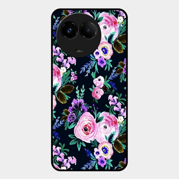 Cute Floral Glass Case Cover For Realme C67 5G