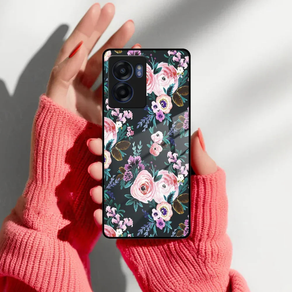 Cute Floral Glass Case Cover For Realme/Narzo - ShopOnCliQ