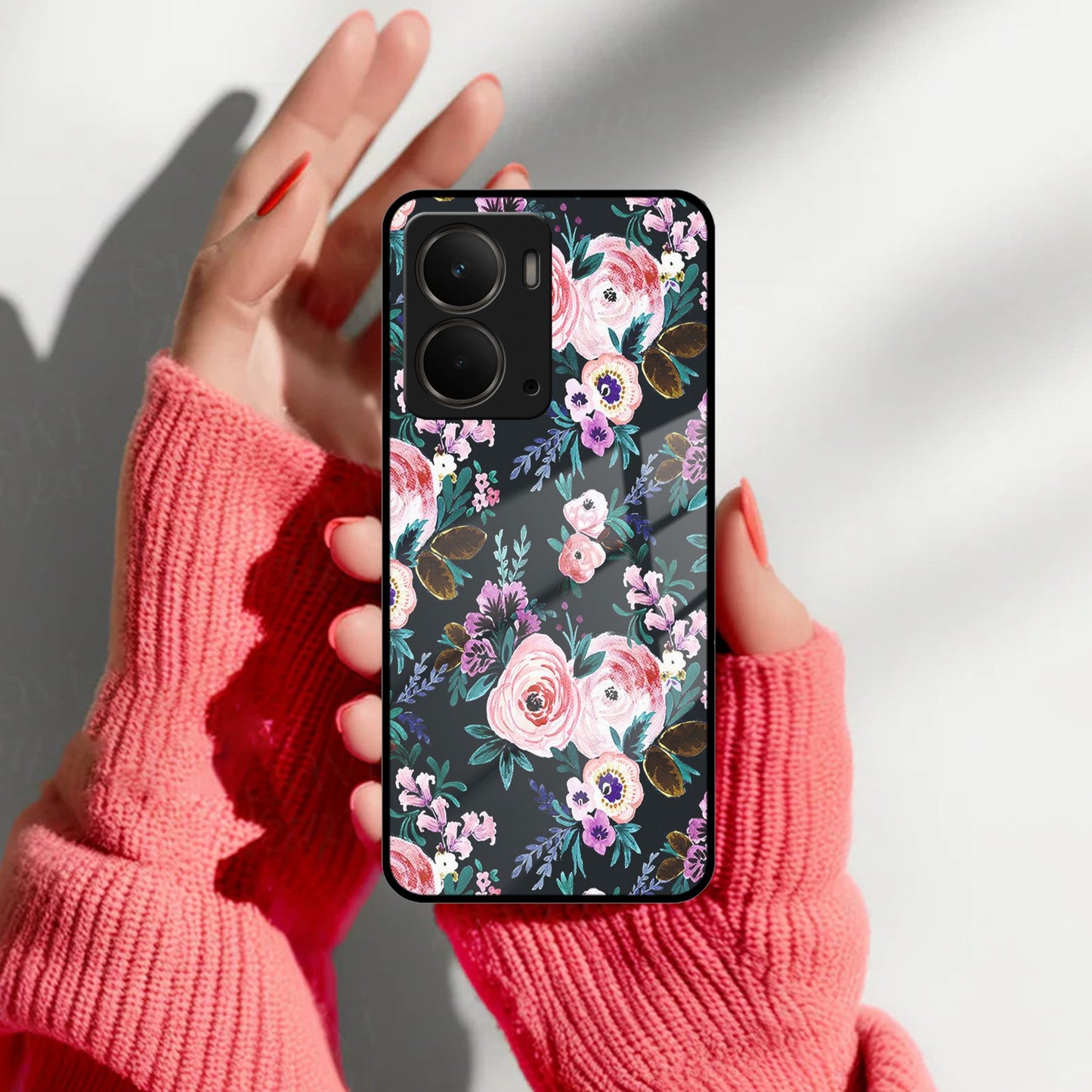 Cute Floral Glass Case Cover For Realme/Narzo