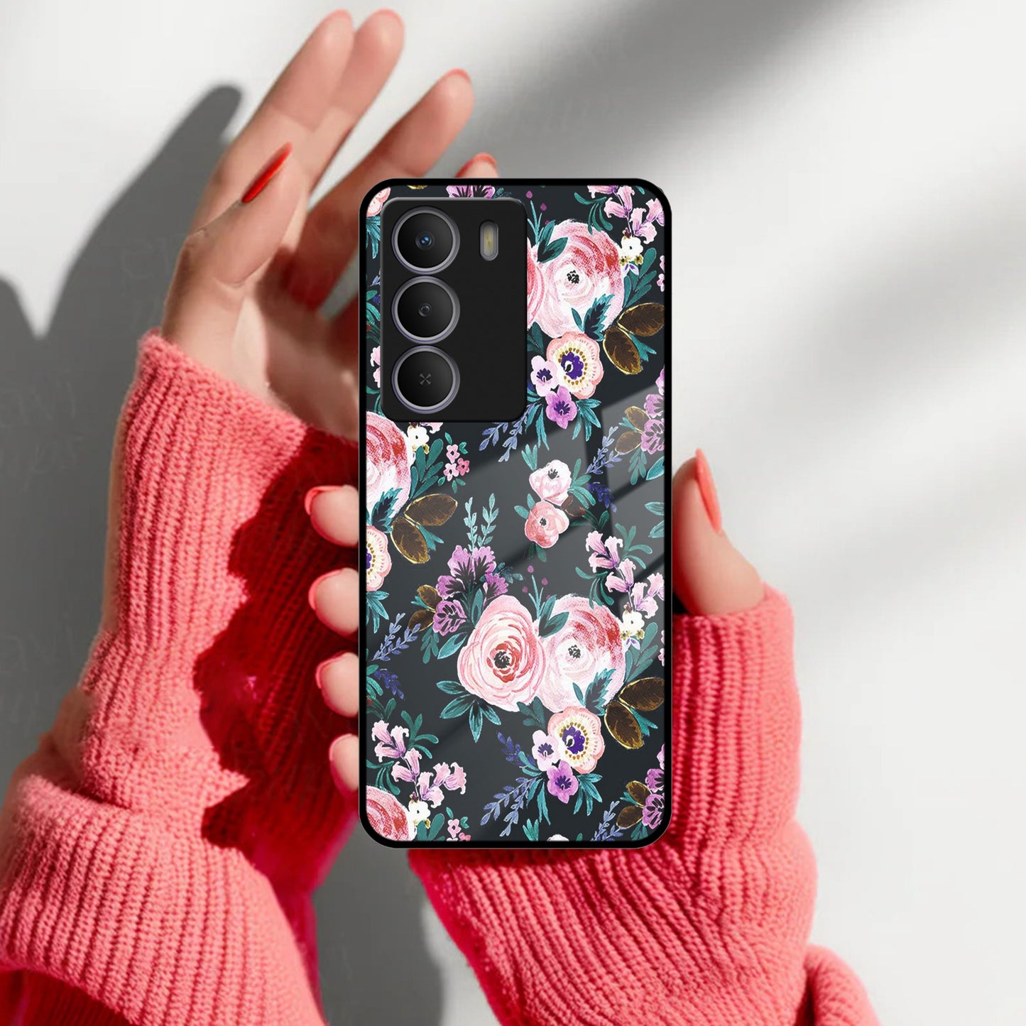 Cute Floral Glass Case Cover For Realme/Narzo
